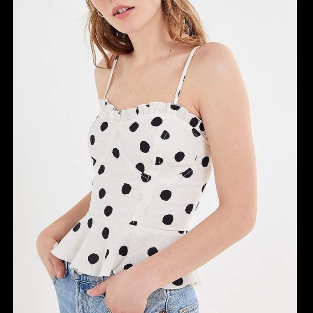 Urban Outfitters Black and White Polka Dot Bustier Top Medium